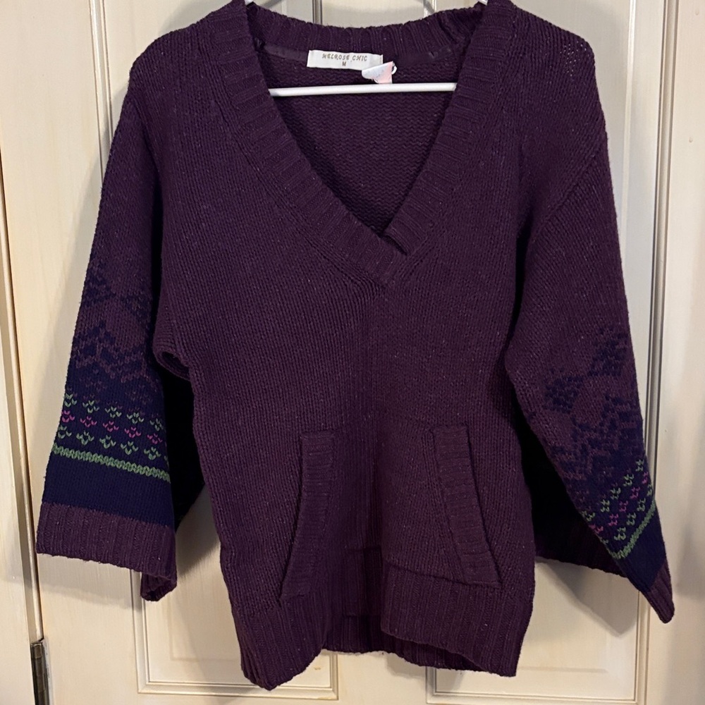 Elegant V-Neck Sweater in Deep Purple